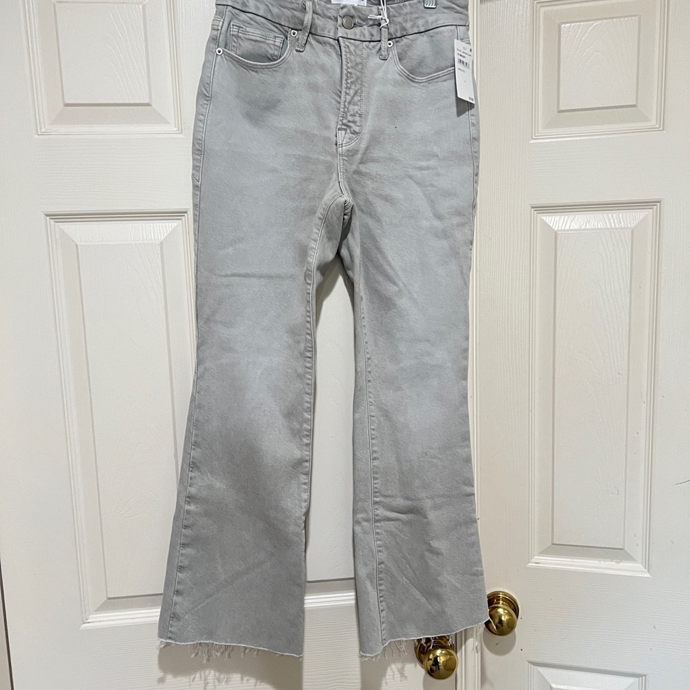 New Good American Good Legs Crop Long Fray Hem Jeans size 26 gray
